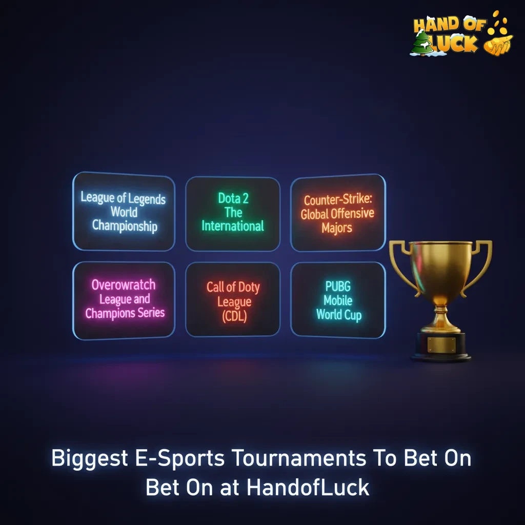 Table of major esports tournaments to bet on: Dota 2 TI, CS2 PGL Major, LoL Worlds, Valorant Champions at HandofLuck