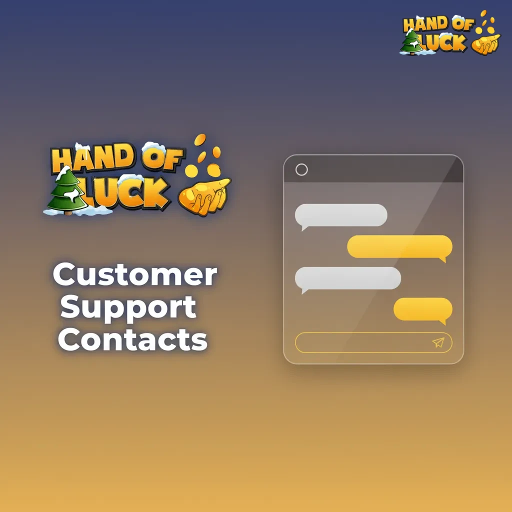 Customer Support Contacts: Live chat, payments@handofluck.com, support@handofluck.com, Help Centre FAQs link.