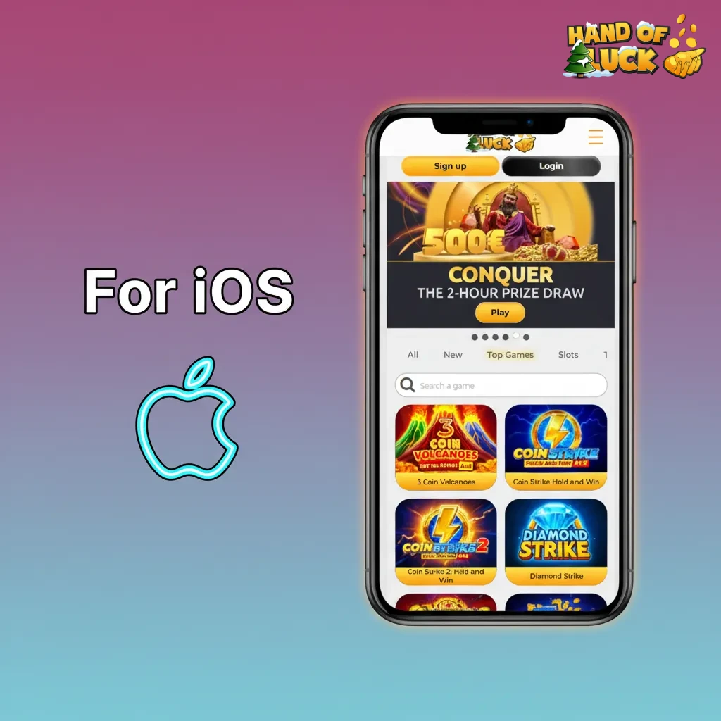 HandofLuck iOS app for iPhone and iPad; install via App Store; cashier and live games; supports iOS 13+