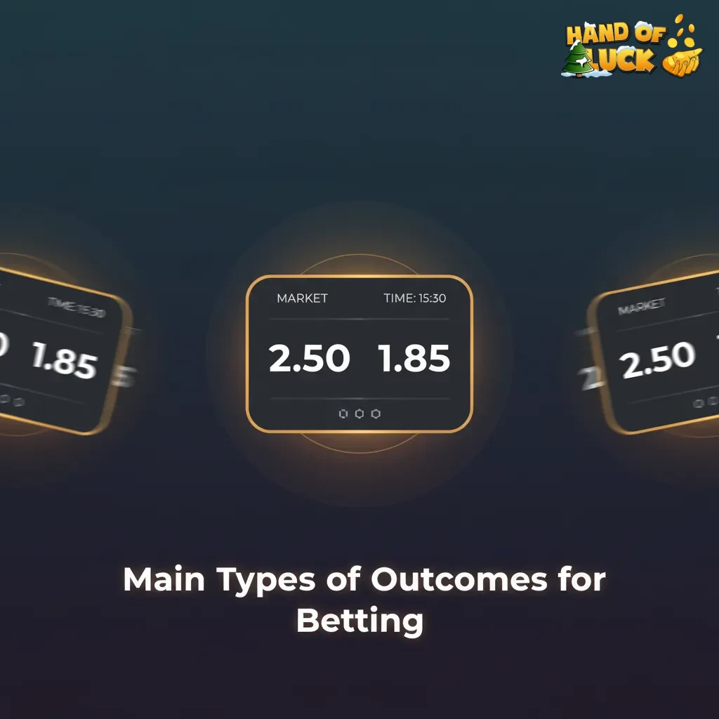 Infographic of betting outcomes: 1X2, Over/Under, Both Teams to Score, Handicap, Draw No Bet in football, cricket, tennis.