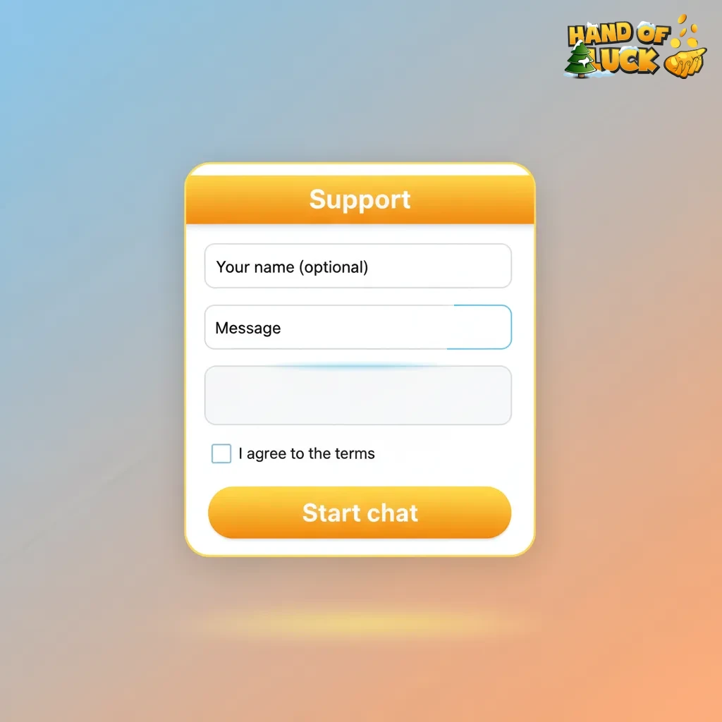 HandofLuck UK support: 24/7 live chat, email support@handofluck.com, phone +44 20 1234 5678, Twitter @HandofLuckHelp.